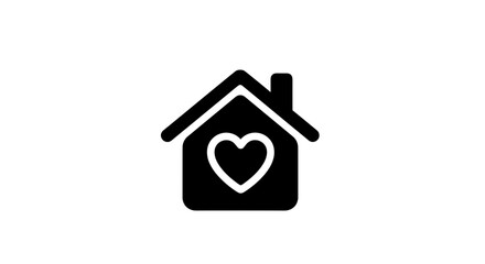 Home with Heart Icon Symbol of Love and Shelter.