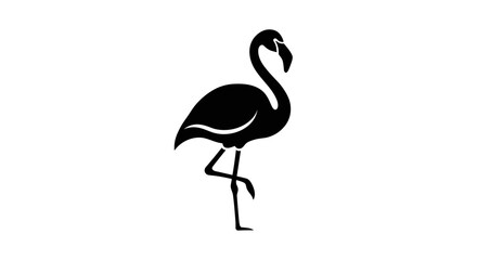 Elegant Flamingo Silhouette on White Background for Design.