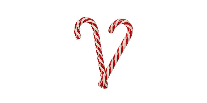 Two candy canes forming a heart shape isolated on transparent background - Powered by Adobe