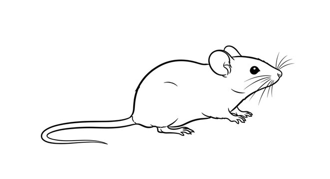 Detailed Line Art Illustration of a Common House Mouse.