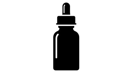 Black and White Essential Oil Bottle Illustration.