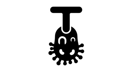 Cartoon Virus Cell Hanging Upside Down Illustration.