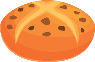 Warm, freshly baked hot cross bun symbolizes easter celebration and christian faith