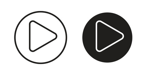 Play icon glyph and line set thin line symbol concept.