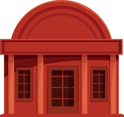 Fototapeta premium Government building with columns, arched roof, and brown wooden doors, isolated on white background