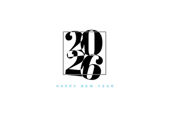 Happy New Year 2026 Card Template - Modern Decorative Typography Design
