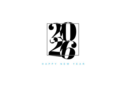 Happy New Year 2026 Card Template - Modern Decorative Typography Design
