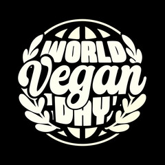 World Vegan Day circular emblem with laurel leaves