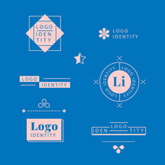 Modern minimalist logo elements in two color combinations