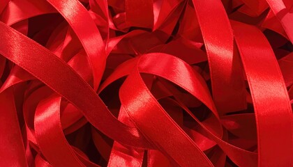 Red Satin Ribbon Texture Background