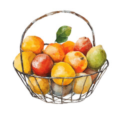 Hand-painted style, vectorized, vector metal fruit basket set available in EPS An Elegant watercolor painting design collection, A painting of design set.
