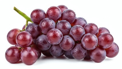 Fototapeta premium Fresh red grapes with water droplets isolated on a white background