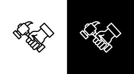 Construction White Icon Set Vector 