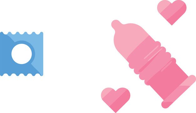 Safe sex icon, condom illustration, protection symbol, romantic concept, love safety, sexual health, colorful design, awareness graphic, intimate care, prevention tool