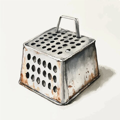 Hand-painted style, vectorized, vector metal kitchen grater  set available in EPS An Elegant watercolor painting design collection, A painting of design set. EPS format