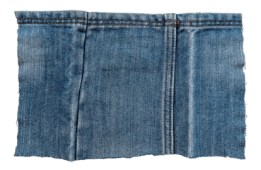 Piece of torn denim on a white background. Denim texture