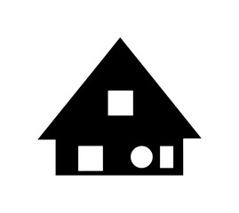 Modern minimalist house icon, simple geometric shapes forming a home symbol, perfect for logo design or real estate branding with a clean aesthetic style