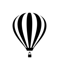 Obraz premium Fly High with Adventure: Black & White Hot Air Balloon Icon for Travel, Escape, and Dreamy Getaways, Perfect for Branding and Creative Projects