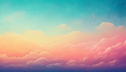 Dreamy sky Pastel clouds blend, from turquoise to pink, beneath a starlit sky, creating a serene, dreamy vista