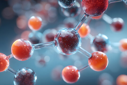 Colorful molecular structure representing chemical bonds and interactions in a scientific study - Powered by Adobe