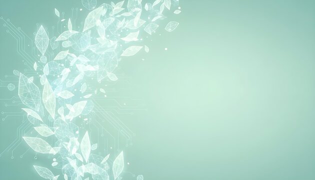 Abstract green technology background with geometric leaves illustrating sustainability and ecology