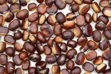 Sweet Chestnuts on white background