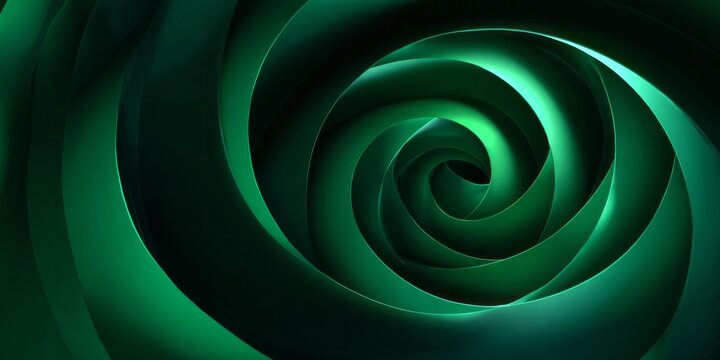 Deep emerald green swirling structure forms an optical illusion of depth