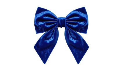 Fototapeta premium Isolated velvet bow tie in navy blue, beautiful holiday decoration, elegance and celebration