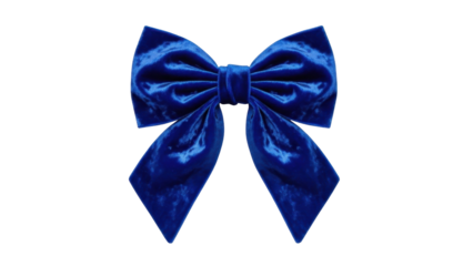 Isolated velvet bow tie in navy blue, beautiful holiday decoration, elegance and celebration