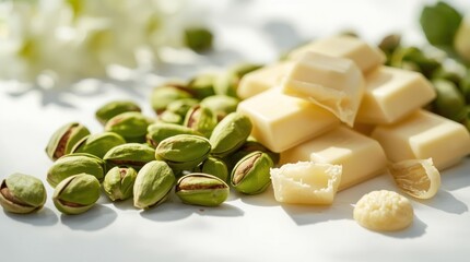 artisanal white chocolate with pistachios