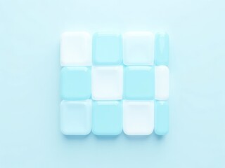 Assorted Light Blue and White Ice Cubes Arrangement