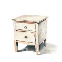 Beautiful wooden bedside table painting design set, Hand-painted style, vectorized, vector set available in EPS, An Elegant watercolor painting design collection