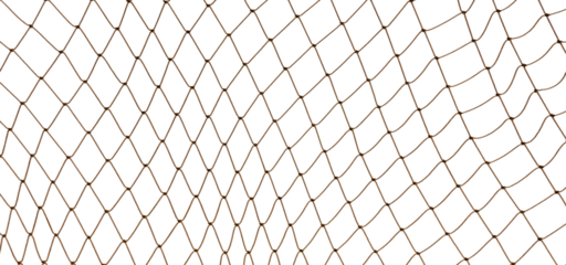 Football or tennis net. torn Rope mesh on a white background close-up. rope in snow