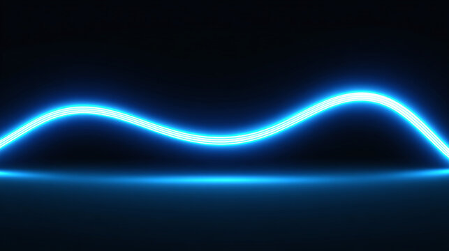 Abstract glowing blue wavy line against a dark background, evoking a sense of energy and motion. The line is bright and vibrant, creating a striking contrast against the darkness