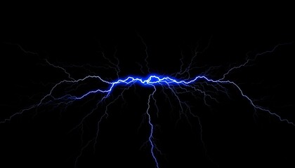 A vibrant blue lightning bolt against a black backdrop