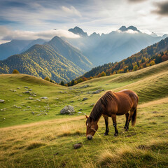 horse in the mountains