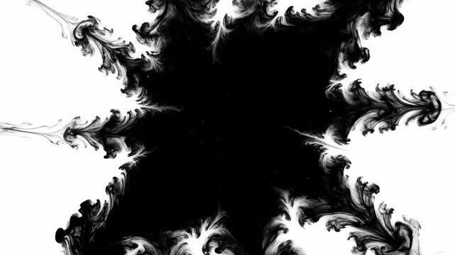 A symmetrical black ink blotch spreads from a central void