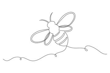 Bee single line art with simple modern outline