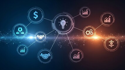 Digital Network Connecting Business Growth Concepts and Innovation Ideas