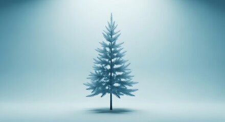 Elegant Christmas tree in soft blue tone for holiday cards and social media posts