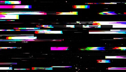 Abstract digital glitch with multicolored horizontal lines