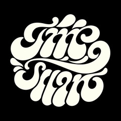 Creamy white retro script text on black background 8