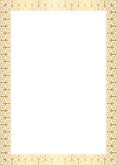 Golden Kazakh ornamental frame A4 S1-03