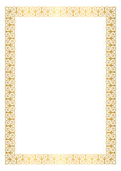 Golden Kazakh ornamental frame A4 S1-03