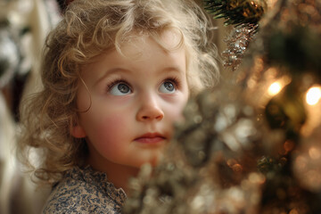 Curly Child by Tree
