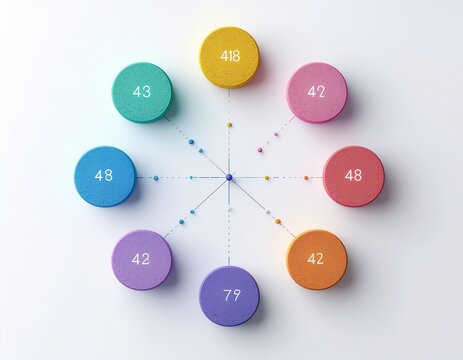 Vibrant data visualization showing interconnected metrics, perfect for business presentations and infographics displaying key performance indicators and growth strategies