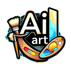 AI Art Logo with Paintbrushes and Color Palette