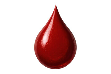 Obraz premium Red blood drop symbolizing life, health, emergency, and medical science, rendered on a transparent alpha channel background