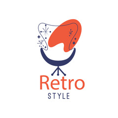 Retro furniture logo template with vintage style and classic elements