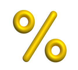 3D Golden Percent Symbol/Icon on Isolated Background. Perfect for Sale Banners, Discounts, Finance Graphics, Marketing Ads and Promotional Designs.